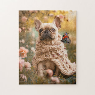 Fransman met vlinder in de lente legpuzzel