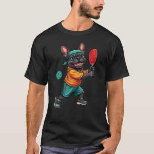 Fransman speelt pickleball, grappige Franse Bulldo T-shirt