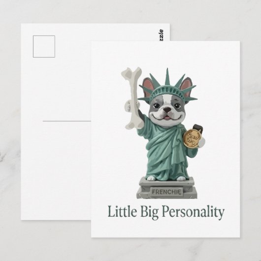 Fransman Statue van Liberty Hond Liefhebber Briefkaart (Voorkant / Achterkant)