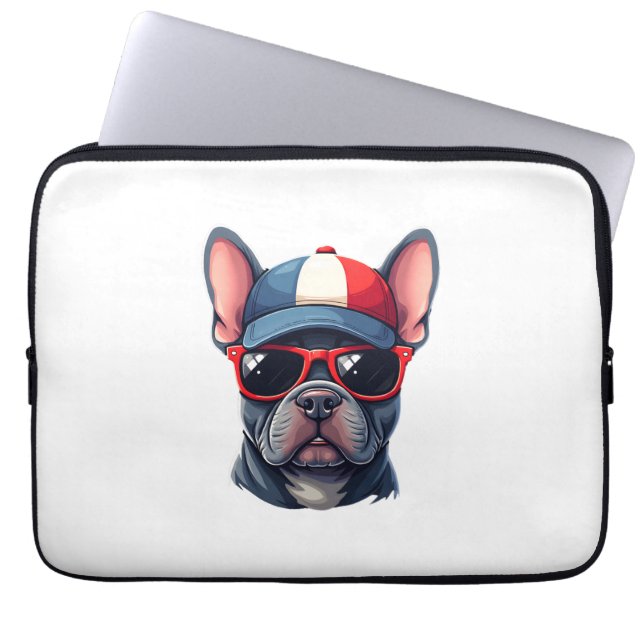 Fransoos die kleuren van de VS draagt Laptop Sleeve (Voorkant)
