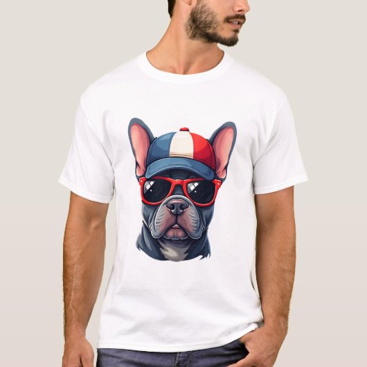Fransoos die kleuren van de VS draagt T-shirt (Voorkant)