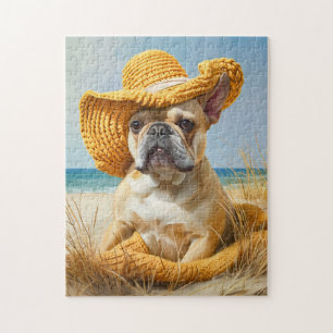 Fransoos in zomerse strandhoed legpuzzel