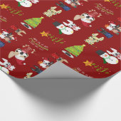 Franstalig kerstcadeaupapier met bulledog cadeaupapier (Hoek)