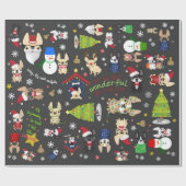 Franstalig kerstcadeaupapier met bulledog cadeaupapier (Vlak)