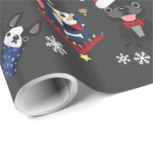 Franstalig kerstcadeaupapier met bulledog cadeaupapier (Rol Hoek)
