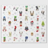 Franstalig kerstcadeaupapier voor bulledog op fees cadeaupapier (Vlak)