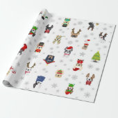 Franstalig kerstcadeaupapier voor bulledog op fees cadeaupapier (Uitgerold)