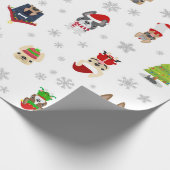Franstalig kerstcadeaupapier voor bulledog op fees cadeaupapier (Hoek)