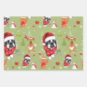 Franstalige kerstkerstkerstkerstmandevelbladen inpakpapier vel (Voorkant 3)