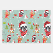 Franstalige kerstkerstkerstkerstmandevelbladen inpakpapier vel (Voorkant)