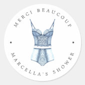 Franstalige Lingerie Shower - Hartelijk dank voor  Ronde Sticker (Voorkant)