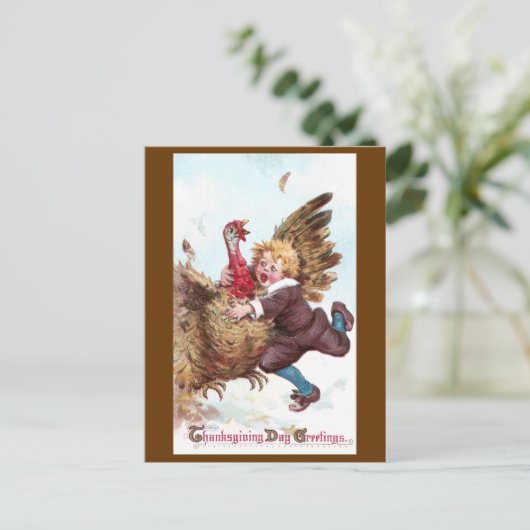 Frantically Flapping Turkije  Thanksgiving Feestdagenkaart (Staand voorkant)