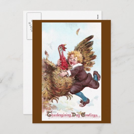 Frantically Flapping Turkije Thanksgiving Feestdagenkaart (Voorkant / Achterkant)