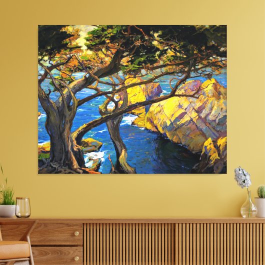 Franz Bischoff - Cleft-Born Trees, Monterey Canvas Afdruk (Insitu (Woonkamer))