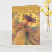 Franz Dvorak Angel of Birds CC0430 Birthday Kaart (Gele Bloem)