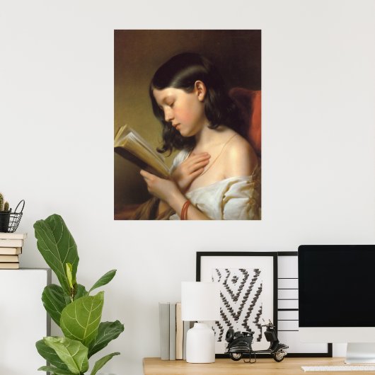 Franz Eybl - Lesendes Mädchen (Leesmeisje), 1850 Poster (Thuiskantoor)