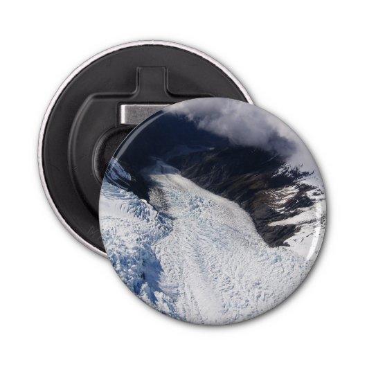 Franz Josef Glacier Aerial Uitzicht, Nieuw-Zeeland Button Flesopener (Voorkant)