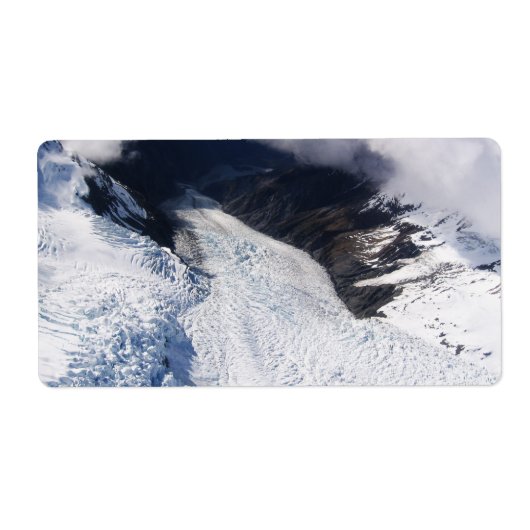 Franz Josef Glacier Aerial Uitzicht, Nieuw-Zeeland Etiket (Voorkant)