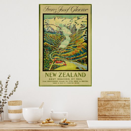  Franz Josef Glacier Nieuw-Zeeland Reis Poster (Keuken)
