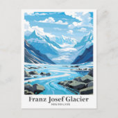 Franz Josef Glacier NZ Vintage reisillustratie Briefkaart (Voorkant)