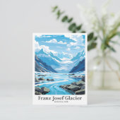 Franz Josef Glacier NZ Vintage reisillustratie Briefkaart (Staand voorkant)