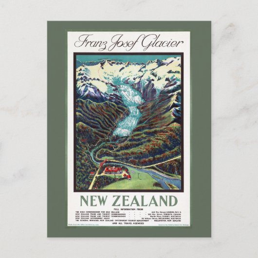Franz Josef Glacier Vintage Travel Poster Briefkaart (Voorkant)