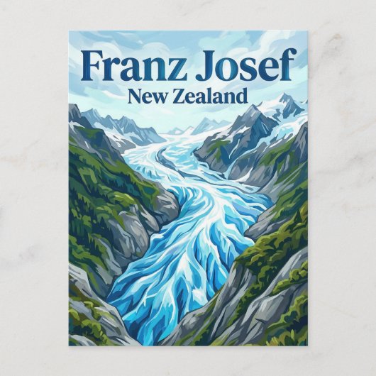 Franz Josefgletsjer Nieuw-Zeeland Briefkaart (Voorkant)