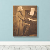 Franz Liszt bij de Piano Canvas Afdruk (Insitu (Houten vloer))