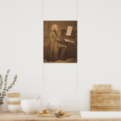 Franz Liszt bij de Piano Poster (Keuken)