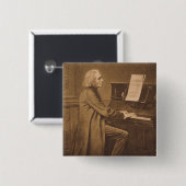 Franz Liszt bij de Piano Vierkante Button 5,1 Cm (Voorkant /achterkant)