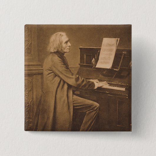 Franz Liszt bij de Piano Vierkante Button 5,1 Cm (Voorkant)