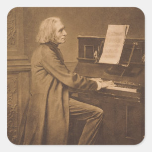 Franz Liszt bij de Piano Vierkante Sticker