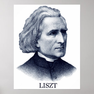 Franz Liszt, blauw Poster