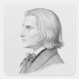 Franz Liszt, gegraveerd door González Vierkante Sticker