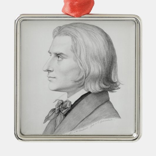 Franz Liszt, gegraveerd door Gonzenbach Metalen Ornament (Voorkant)