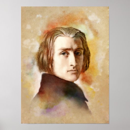 Franz Liszt Portrait im Aquarell Style Poster (Voorkant)