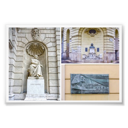 Franz Liszt Sculptures Collage Foto Afdruk (Voorkant)