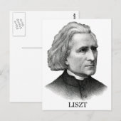 Franz Liszt, zwart Briefkaart (Voorkant / Achterkant)