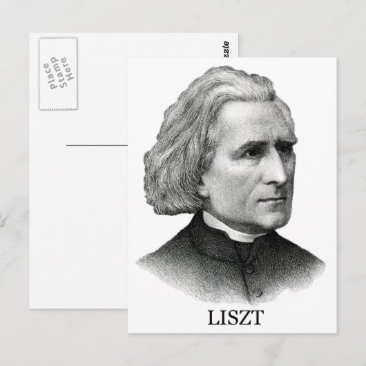 Franz Liszt, zwart Briefkaart (Voorkant / Achterkant)