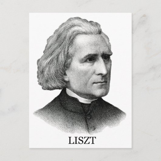Franz Liszt, zwart Briefkaart (Voorkant)