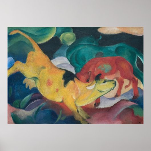 Franz Marc Abstracte Koeien Rood Groen Geel Schild Poster (Voorkant)