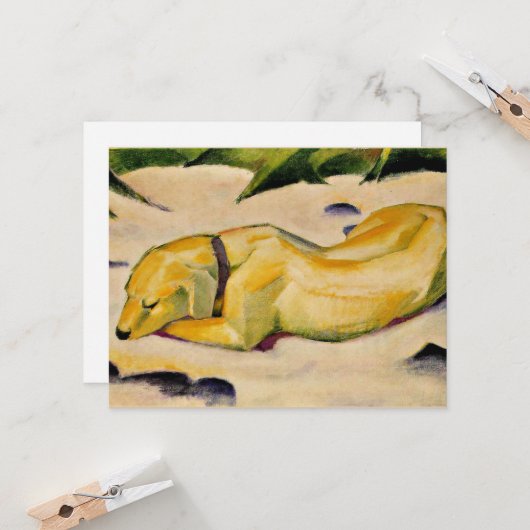 Franz Marc art, Dog Lying in the Sun Kaart (Voorkant / Achterkant in situ)
