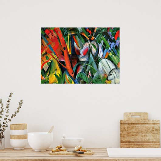 Franz Marc art: In de regen Poster (Keuken)