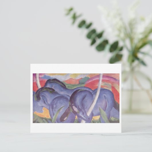 Franz Marc - Big Blue Horse 1911 Canvas Equine Briefkaart (Staand voorkant)
