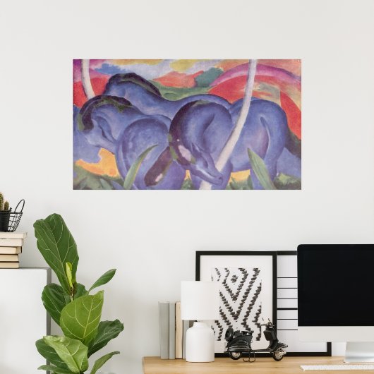 Franz Marc - Big Blue Horse 1911 Canvas Equine Poster (Thuiskantoor)