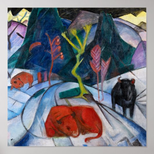 Franz Marc Bison in Winter (rood bizon) Poster (Voorkant)