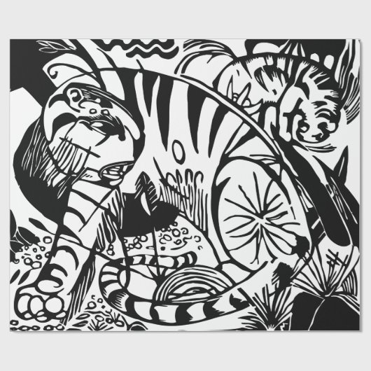 Franz Marc - Black en White Tiger - Abstracte kuns Cadeaupapier (Vlak)