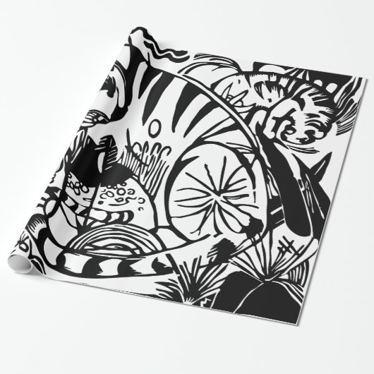 Franz Marc - Black en White Tiger - Abstracte kuns Cadeaupapier (Uitgerold)