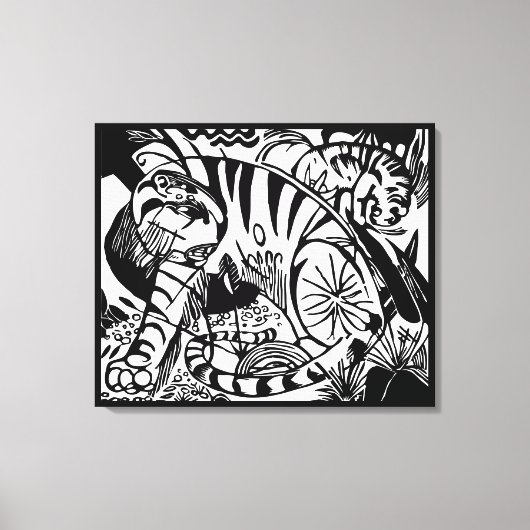 Franz Marc - Black en White Tiger - Abstracte kuns Canvas Afdruk (Voorkant)