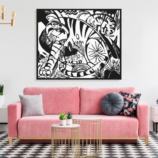 Franz Marc - Black en White Tiger - Abstracte kuns Canvas Afdruk (Insitu (Woonkamer))